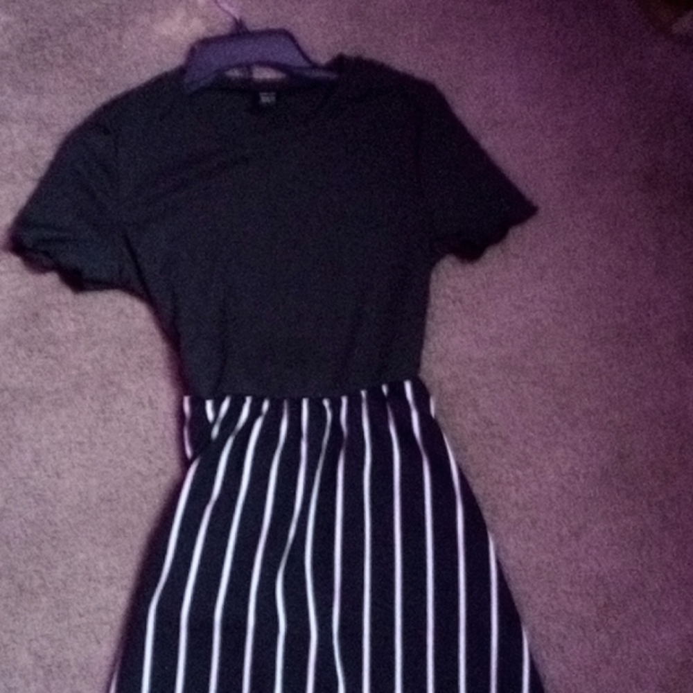 Black and white striped dress